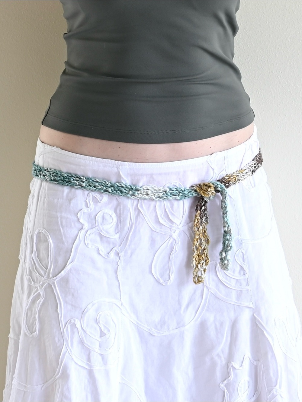 Handmade Multicolor Crochet Waist Tie Belt